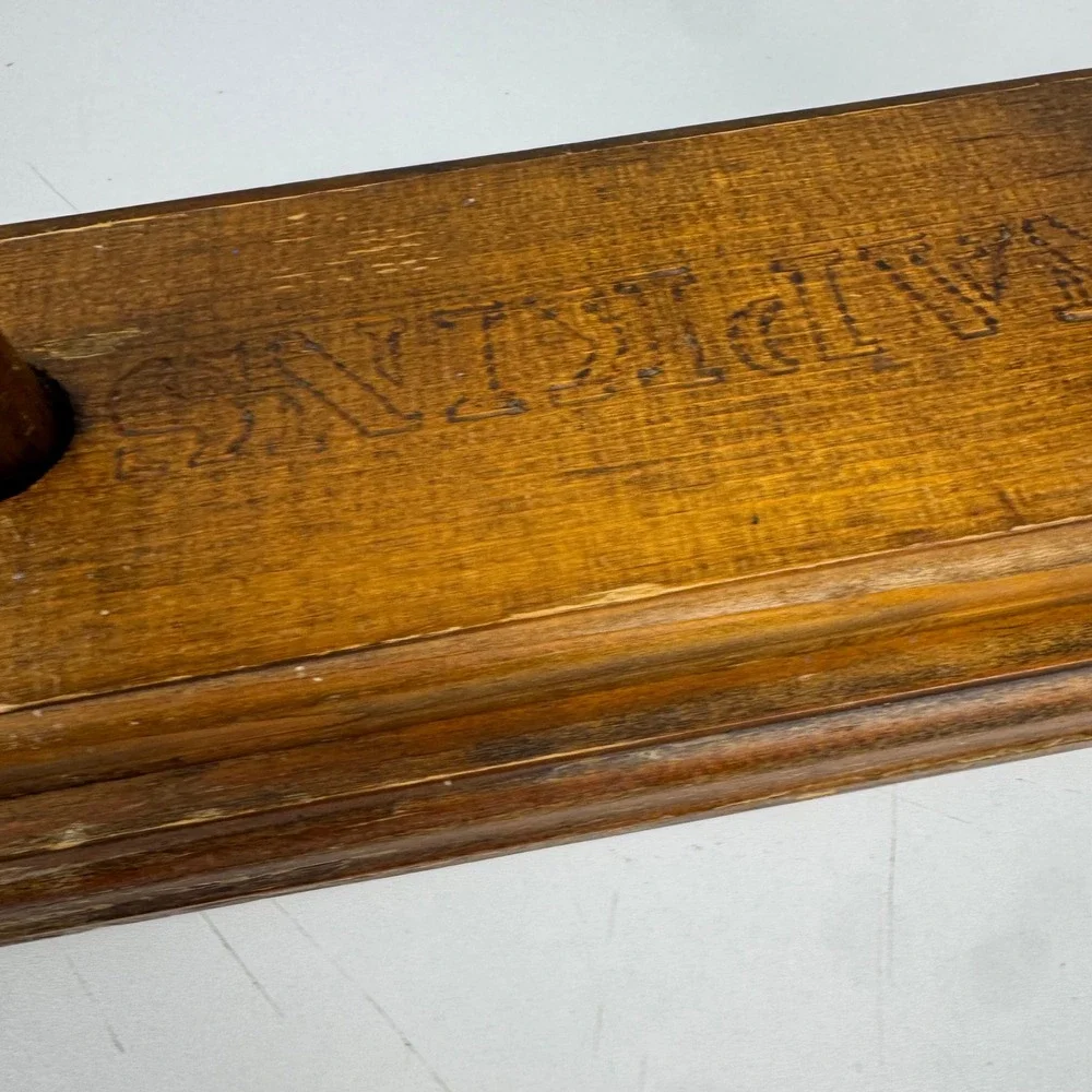 Vintage Wooden Napkin Holder Weighted Two Post Rustic Farmhouse Kitchen Decor‎